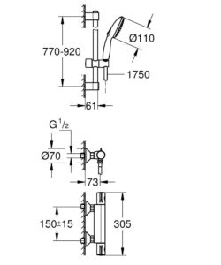Grohe Duschsystem: GROHTHERM 800 BRAUSEBATTERIE MIT BRAUSEGARNITUR GHS-Berlin.shop 6