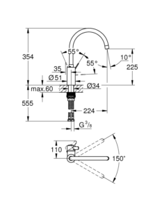 EUROSMART COSMOPOLITAN EINHAND-SPÜLTISCHBATTERIE, 1/2″ GHS-Berlin.shop 5