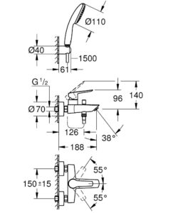 Grohe Eurosmart Einhand-Wannenbatterie mit Brausegarnitur GHS-Berlin.shop 4
